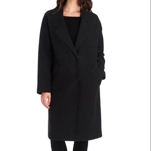 Kylie + Kendall Single Breasted Dropped Shoulder Coat BLK - Size XL